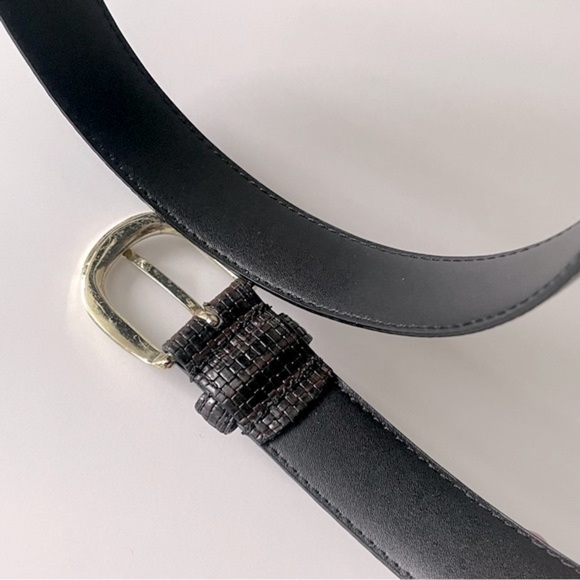 Genuine Leather Belt Black Brown Print Pattern Size 38 Unisex - Picture 8 of 10